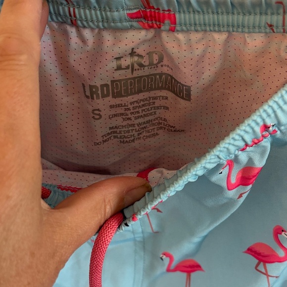 Tropical Flamingo Men's Swim Trunks - Picture 2 of 3